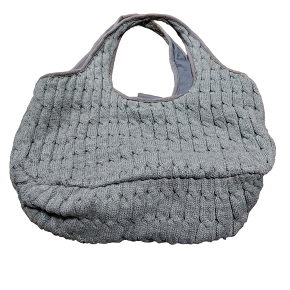 Cable Knit Purse Shoulder Bag Gray Tote Organizer. Dimensions purse 16"x… - Picture 1 of 2